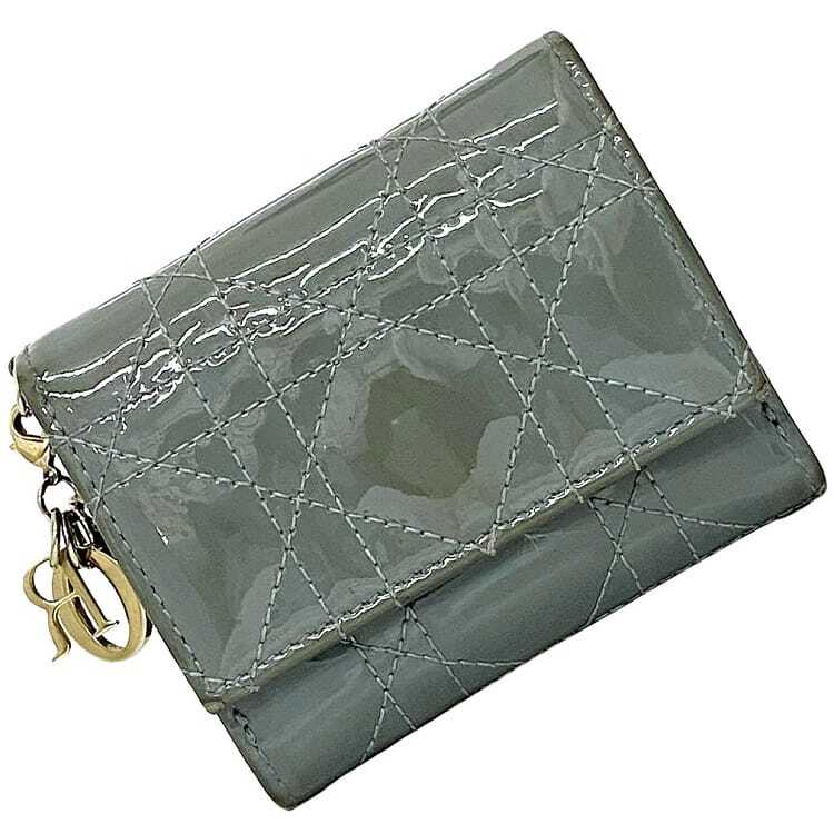 Lady Dior ウォレット 三つ折財布 グレー Christian Dior tri-fold wallet ec-23021 Gray Lady Dior Cannage