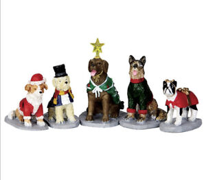 Lemax -Costumed Canines-Holiday Village Accent -Set Of 5