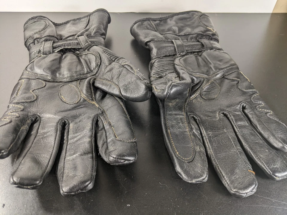 First Gear Padded Motorcycle Riding Black Leather Gauntlet Gloves Size XL Foto 3 de 4