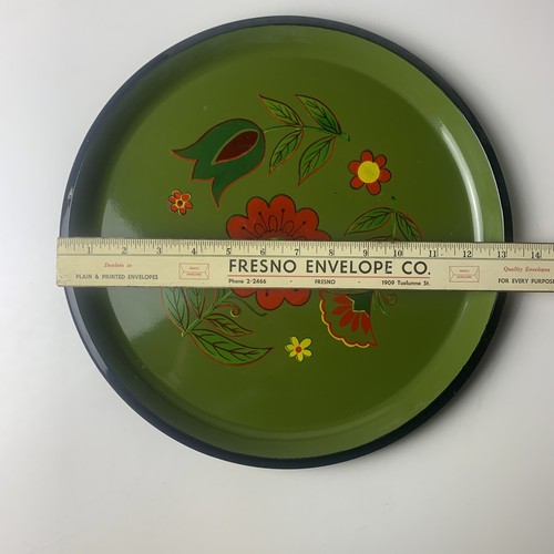 2 Vintage Melamine Bright Flower Power Tray Platter Plate Retro Home Décor 13" - Picture 8 of 13