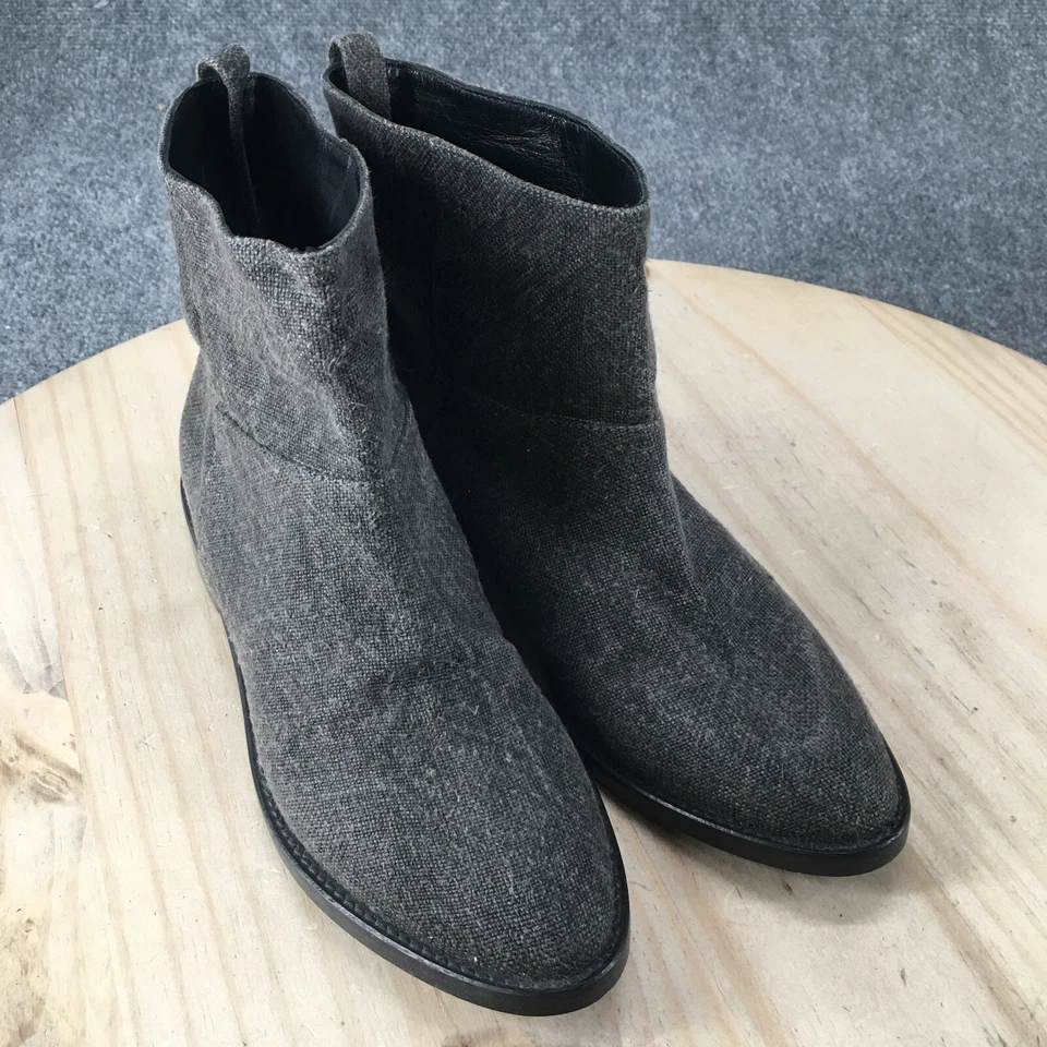 Theyskens Theory Botas Mujer 37.5 Tirar de Tirar Informal Botín Tela Gris Italia Foto 3 de 4