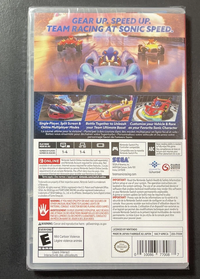 Sonic all stars best sale racing nintendo switch