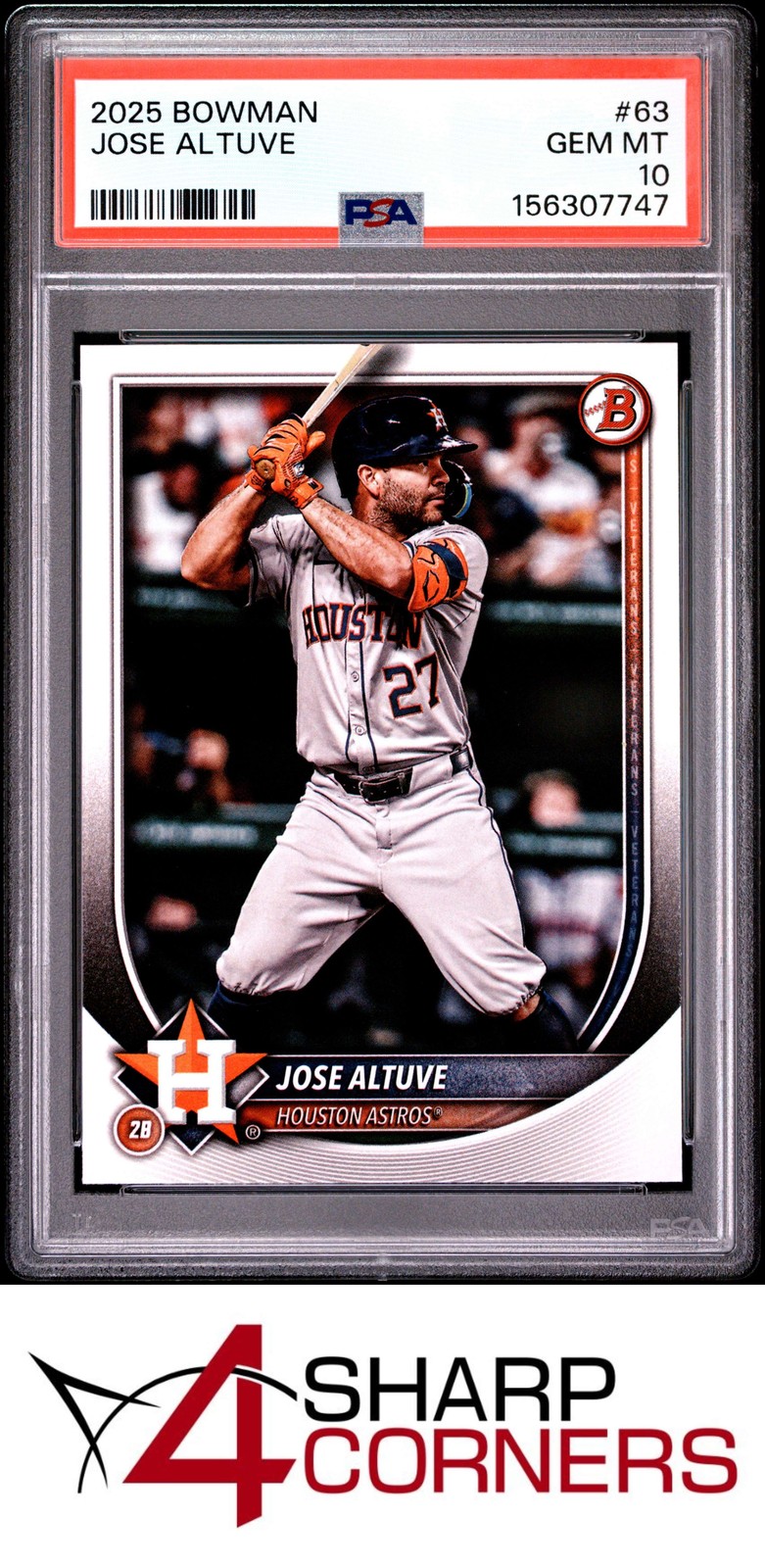 2025 BOWMAN #63 JOSE ALTUVE PSA 10