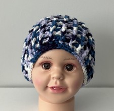 Crochet Toddler Hat Beanie Multicolored Handmade Stretchy Warm Ages 1-3 Years