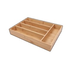 Natural Bamboo Silverware Drawer Organizer Tray Utensil Storage Box 13.98 x