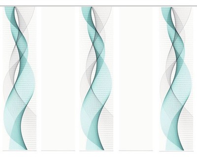 Schiebegardine Digitaldruck Opalia weiß türkis 5er-Set 60x245 cm
