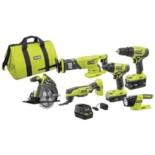 DIY Essential 18V Lithium Ion Combo Kit: Drill, Saw & More with Batteries