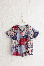 UA Scrubs Women  s Scrub Top with Patchwork Design - Hearts and Floral