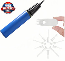 Ball Pump Set, 13-Piece Blue Sports Ball Inflator Kit with 2 Pullers and 10 Valv