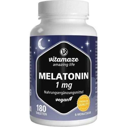 VITAMAZE GMBH MELATONIN 1 mg hochdosiert vegan Tabletten 180 ST PZN 18662411