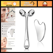 Gua Sha Facial Tools Face Roller Set - Stainless Steel Massage Tool for Skinca