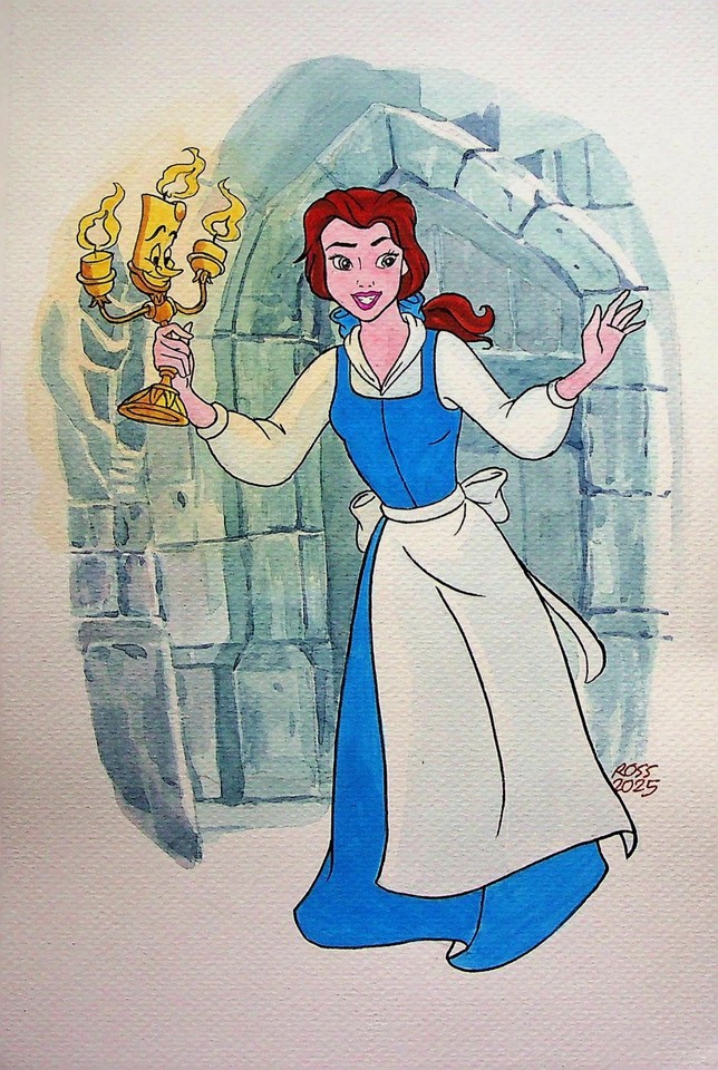 Beauty and the Beast 1991 Rossell Oreta SIGNED Hand Painted Convention Art Comic Art
