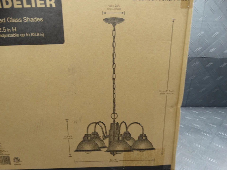 Lámpara colgante de níquel cepillado Hampton Bay halofán 5 luces RS1951209 Foto 2 de 4