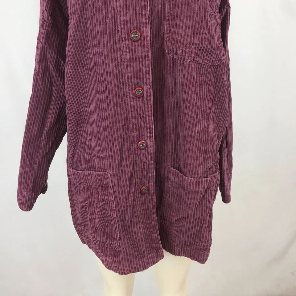VINTAGE FASHION BUG ~ WOMENS 18/20 ~ PLUM CORDUROY BUTTON UP CHORE SHIRT JACKET - Изображение 3 из 4