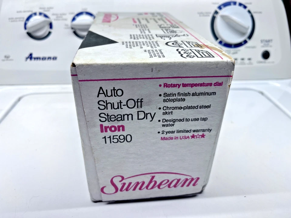 RARO Nuevo HECHO EN ESTADOS UNIDOS ¡¡SELLADO!! Plancha seca a vapor vintage Sunbeam con apagado automático 11590 Foto 2 de 4