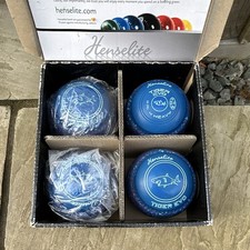 Henselite Tiger Evo Lawn Bowls Set of 4 Size 4 Heavy Blue Speckled