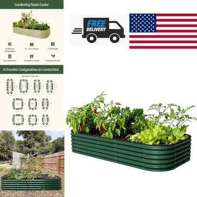 Modern 17 Inch Tall Raised Garden Bed Box British Green for Herbs and Vegetables