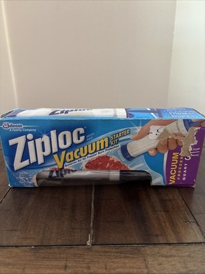Ziploc Vacuum Pump Starter Kit w/ 3 Quart Size Freezer Storage Bags Sealed Box