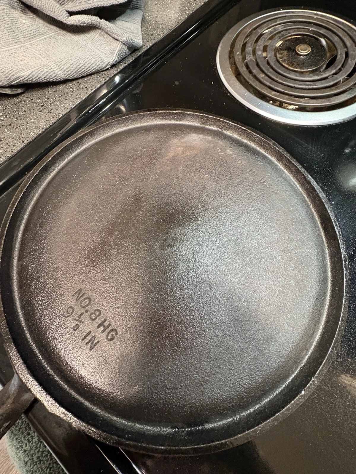 Vintage Birmingham No. 8 HG Cast Iron Griddle 9 1/8 Inches BSR USA Made