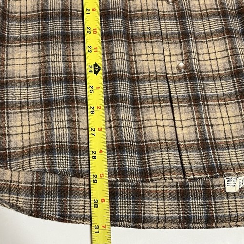 Vtg Pendleton High Grade Western Wear Sz L Pearl Snap Brown Plaid Wool Shirt - Picture 5 of 10