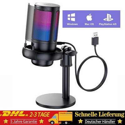 Gaming USB Mikrofon PC RGB Microphone Streaming Podcast Studio Kondensator Micr