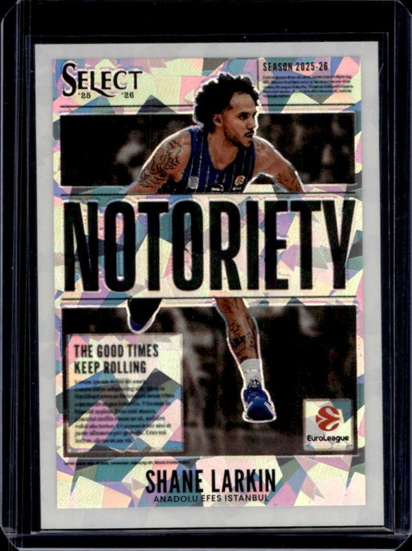 2025-26 Select EuroLeague Shane Larkin Notoriety White Cracked Ice Prizm #/149