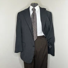 Mens Blazer 42R Gray Wool XL 46" Sport Coat Suit Jacket USA Hart Schaffner Marx