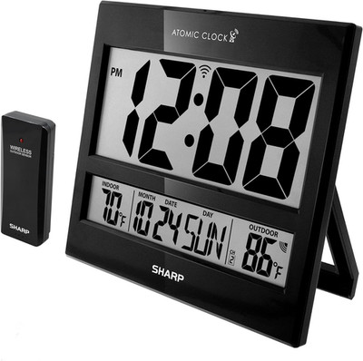 Sharp Atomic Clock   Never Needs Setting, Jumbo 3  Easy-Read Display, Indoor & O