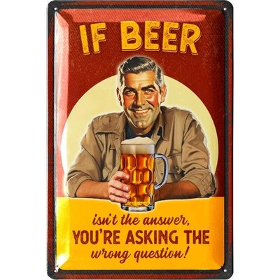 LANOLU Blechschild Beer Is The Answer Kneipe Humor Retro - 20x30cm