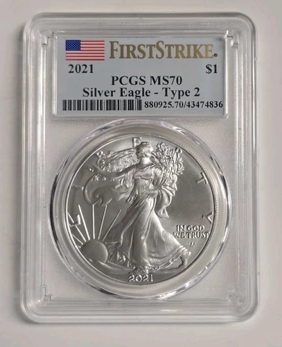 2021 Type 2 American Silver Eagle PCGS MS70 First Strike