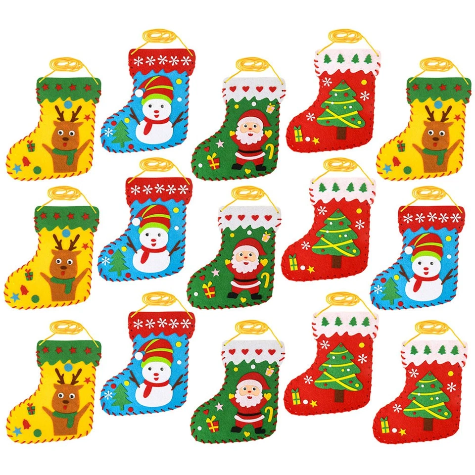  20pcs DIY Weihnachtsstrümpfe Kit Weihnachten Filz DIY Strümpfe Kinder Bildung - Bild 4 von 4