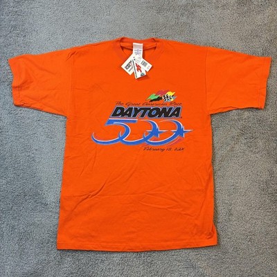 Vintage Daytona 500 Shirt Mens XL Orange 2001 Santee NASCAR Racing Graphic Tee