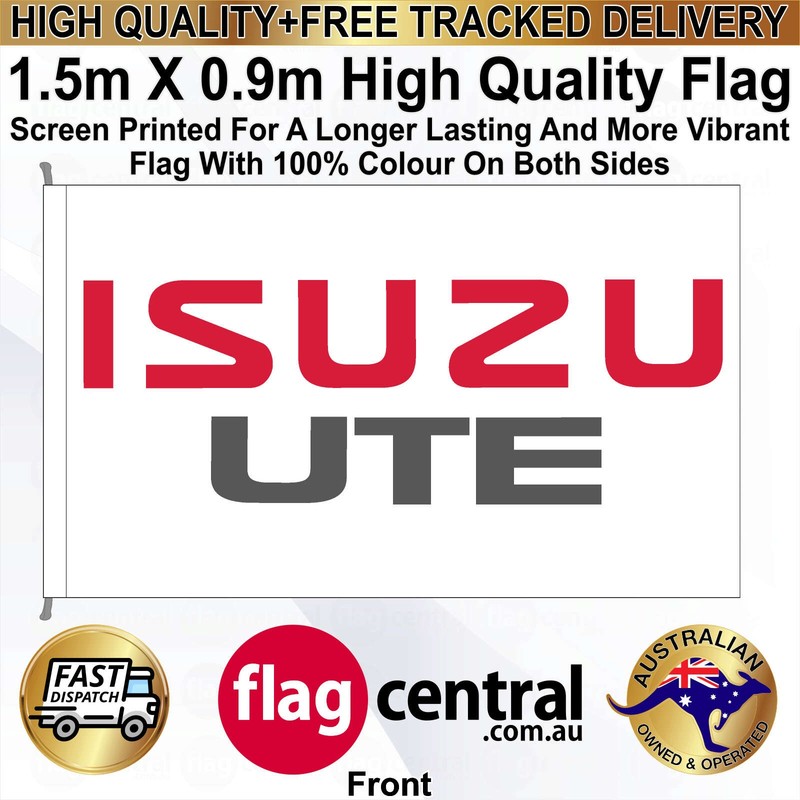 A - ISUZU UTE White Standard 150cm x 90cm Flag - 1