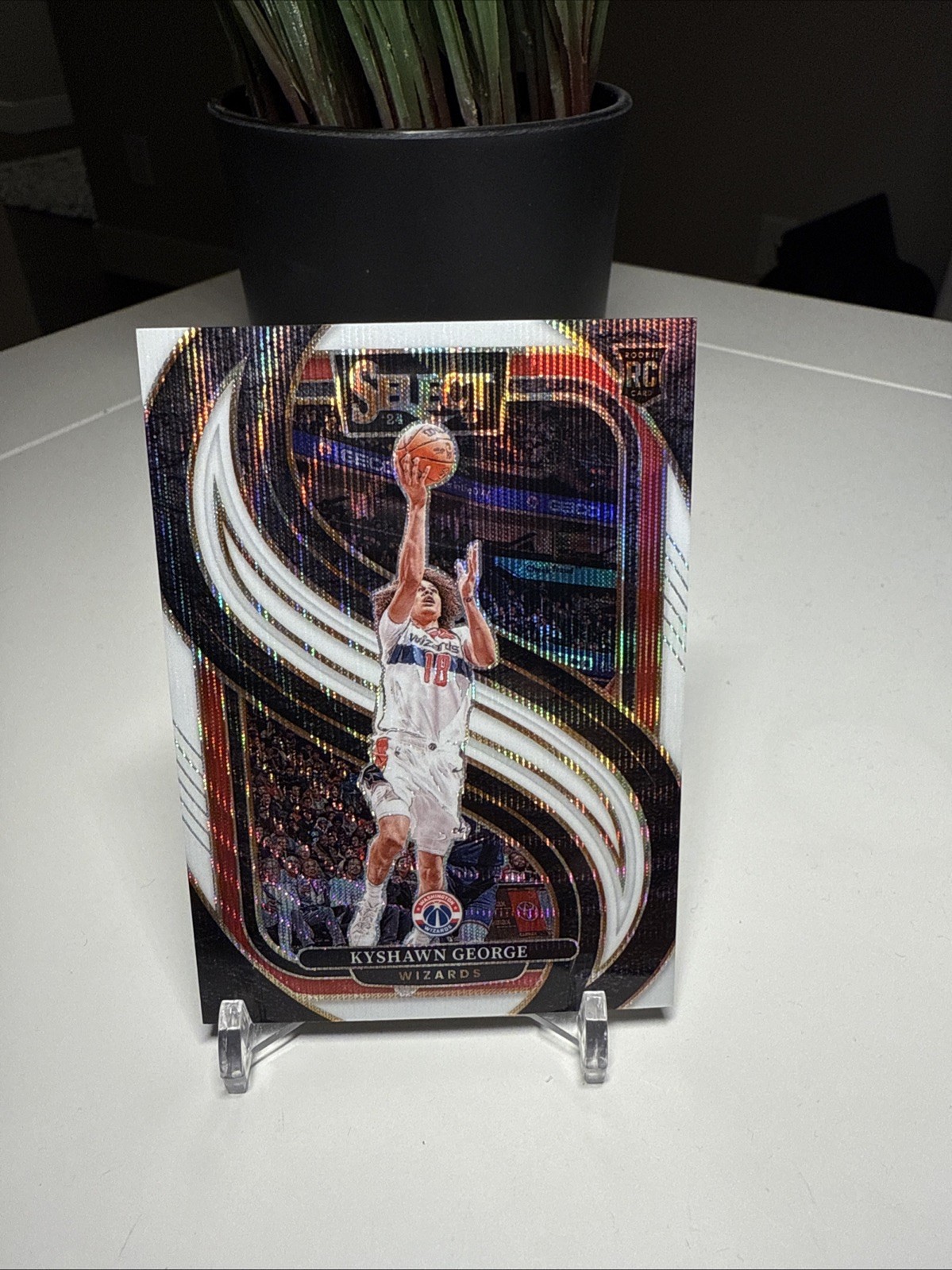 2024-25 Select Kyshawn George Premier RC White Wave Prizm #08/99 Wizards