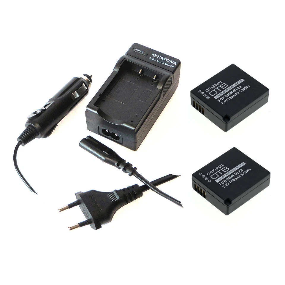 PATONA, OTB 2x Akku und Ladegerät für Panasonic Lumix DMC-TZ80 DMC-TZ81 DMC-TZ100 DMC-TZ101