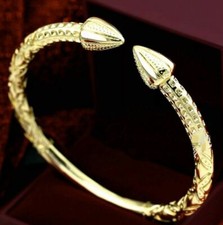 9K 9ct Yellow & Rose Gold Plated Men Ladies Torque Bangle Bracelet.57,60,,65mm