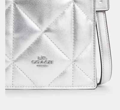 NWT Coach North South Mini Tote In Silver Metallic With