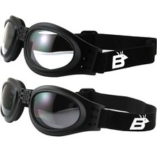 2 Pairs of Birdz Eyewear Parrot Black Padded Goggles Clear  Smoke Lenses