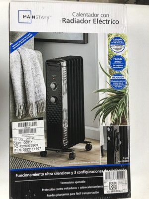 Mainstays 1500W Mechanical Oil Filled Electric RadiatorHeater, WSH07O2ABB,  Black 810004819306 | eBay