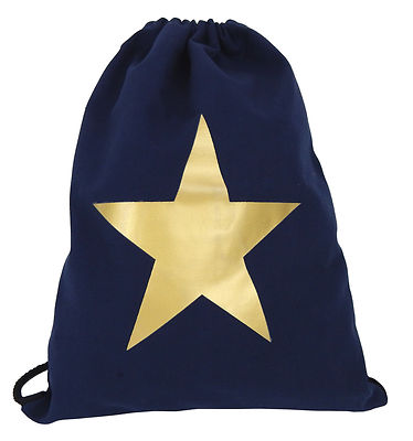 Gymbag blau gold Stern Ella Jonte 100% Baumwolle Top Qualität hipper Turnbeutel