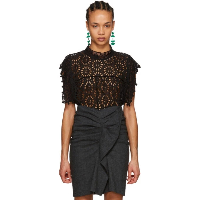 Isabel Marant Kery Embroidered Cotton Top L Women Casual