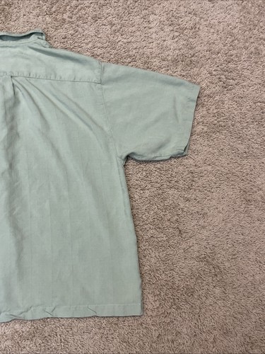 Tommy Bahama Shirt Mens Medium Green 100% Silk Floral Print Short Sleeve Vintage - Picture 10 of 14