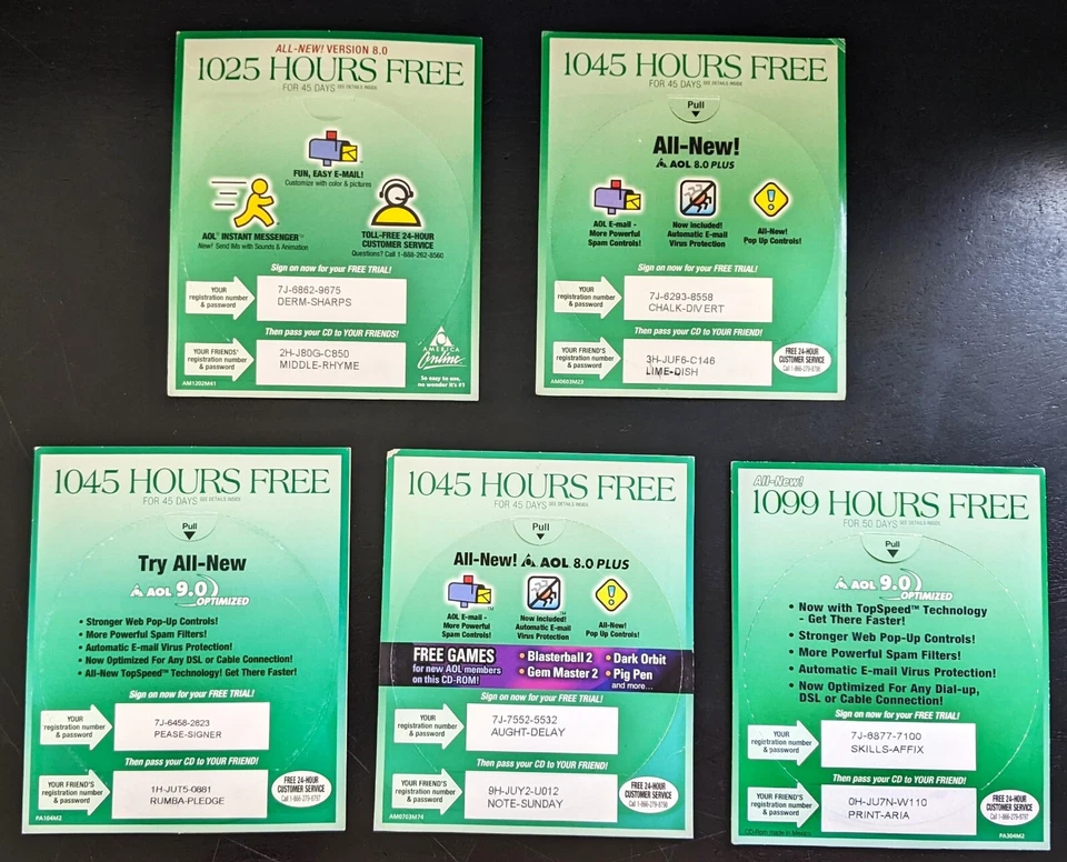 GREEN APPLE Series America Online Collectible / Install Discs, AOL CDs LOOK ! - Image 2 of 2