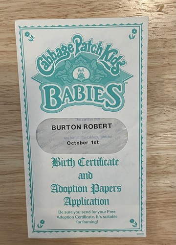 Cabbage Patch Kids "Kids" Birth Certificate & Adoption Papers with Tags 1980's - Picture 19 of 29