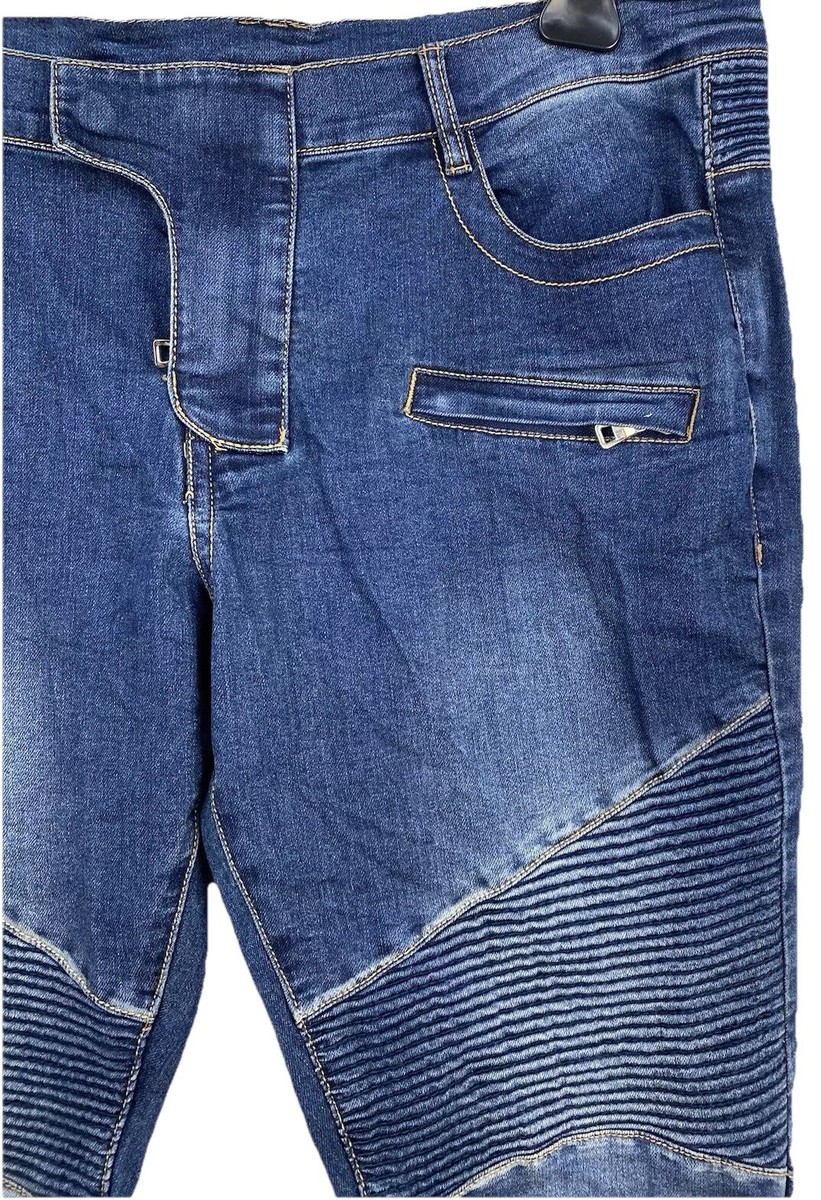 Balmain Paris Stunning Blue Biker Jeans Trousers Size W 38