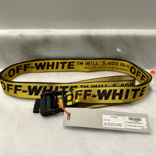 NWT Off-White Nylon Blend Classic Buckle Yellow Black Industrial Belt One Size