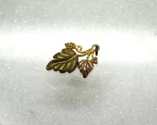 10k TRI-COLOR Gold Diamond Cut GRAPE LEAF Pendant
