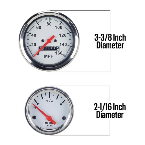 Speedway 5 Gauge Set, 3-3/8" Mechanical Speedometer, 2-1/16" Gauges - Picture 5 of 13