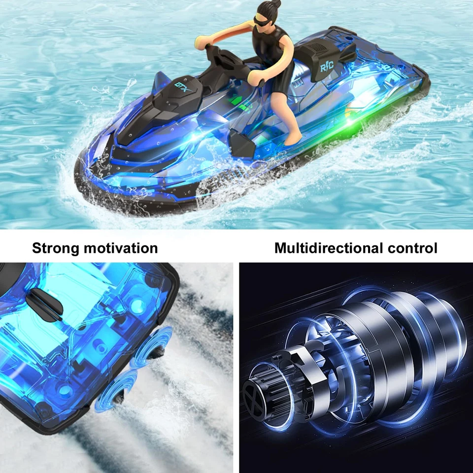 24 GHz ferngesteuertes BootRC Motorboot mit LED-Leuchten und Simulationspuppe... - Bild 2 von 4