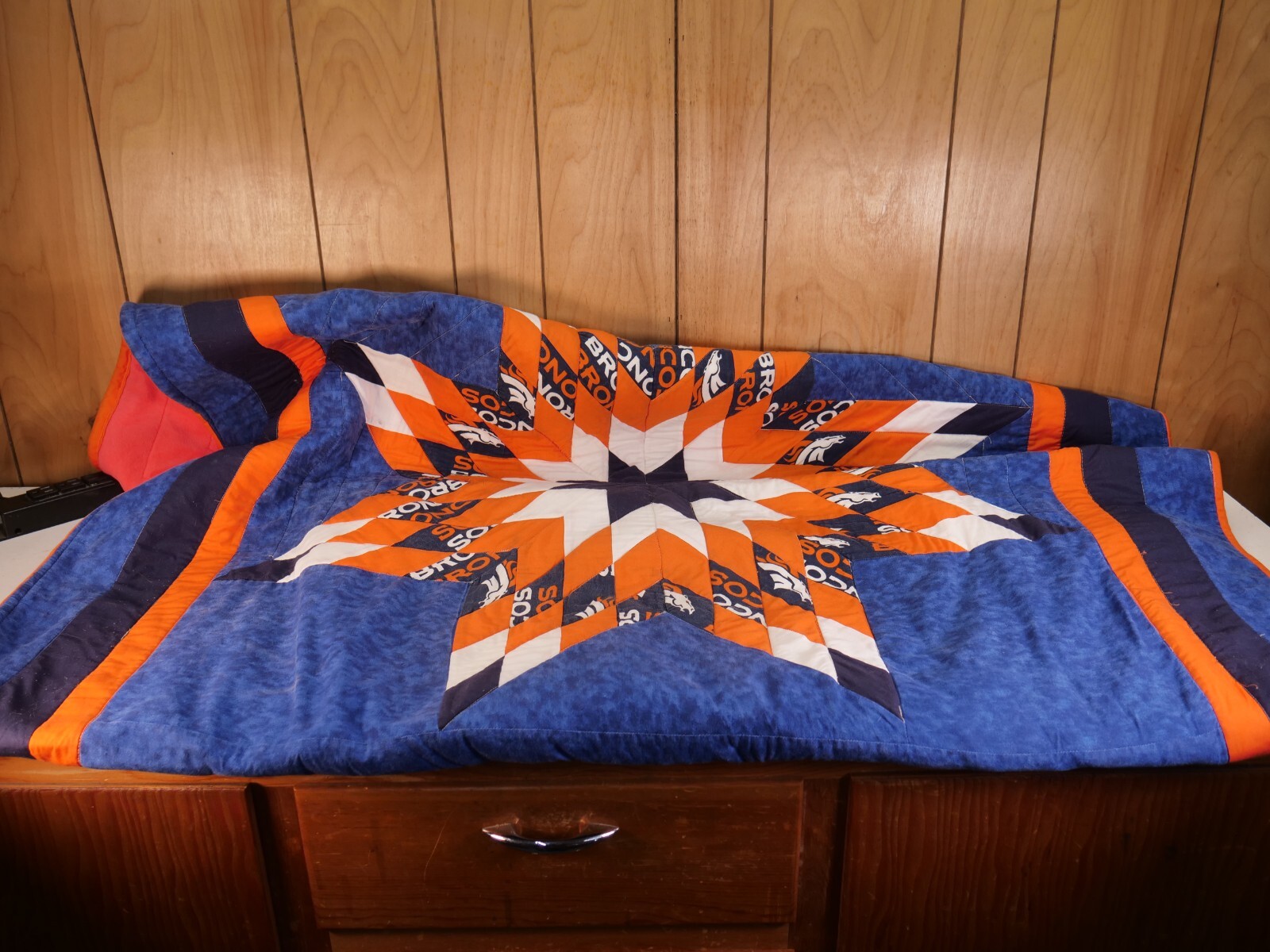 HANDMADE DENVER BRONCOS QUILT 4 FEET X 6 FEET